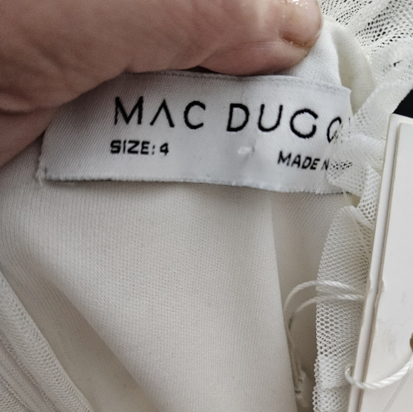 Mac Duggal ivory multi V-Neck Embellished Midi-Dress Sz 4 nwt - Picture 15 of 16